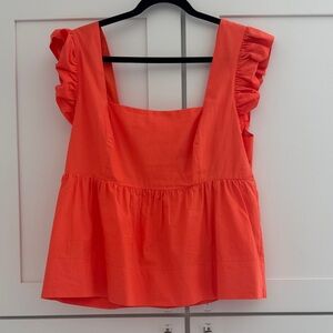 Lilly Pulitzer Vibrant Orange Ruffle Blouse